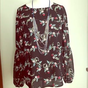 XS Lauren Conrad Apple and flower blossom shirt.